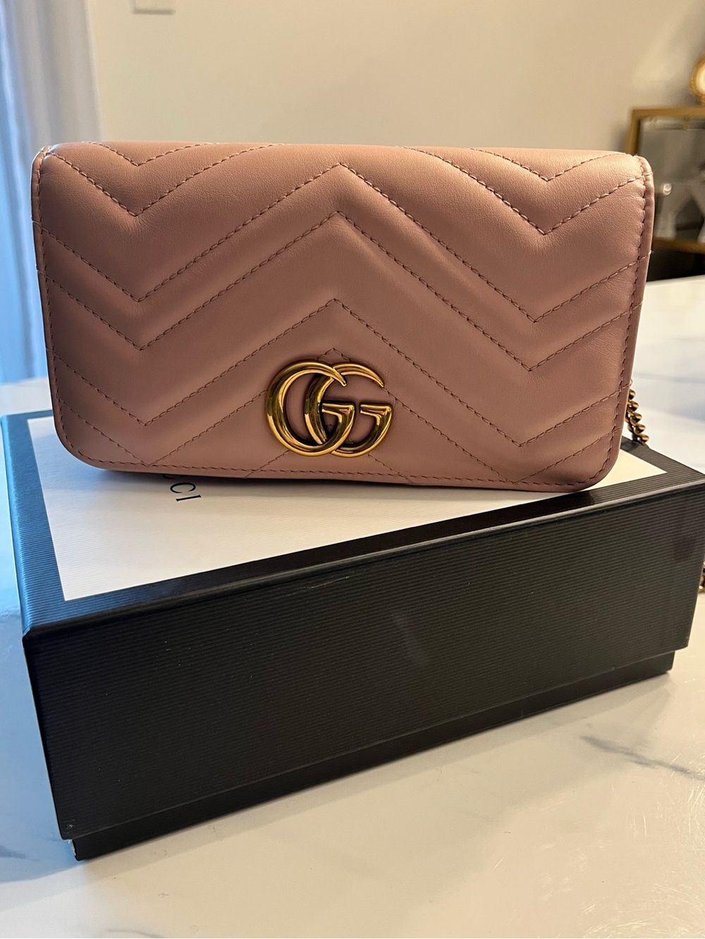 Gucci Pink G Marmont Mini Crossbody Wallet